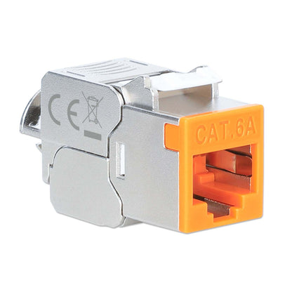 Cat6a 10G Shielded Toolless Slim Keystone Jack, Orange Image 2