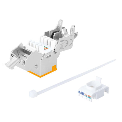 Cat6a 10G Shielded Toolless Slim Keystone Jack, Orange Image 6