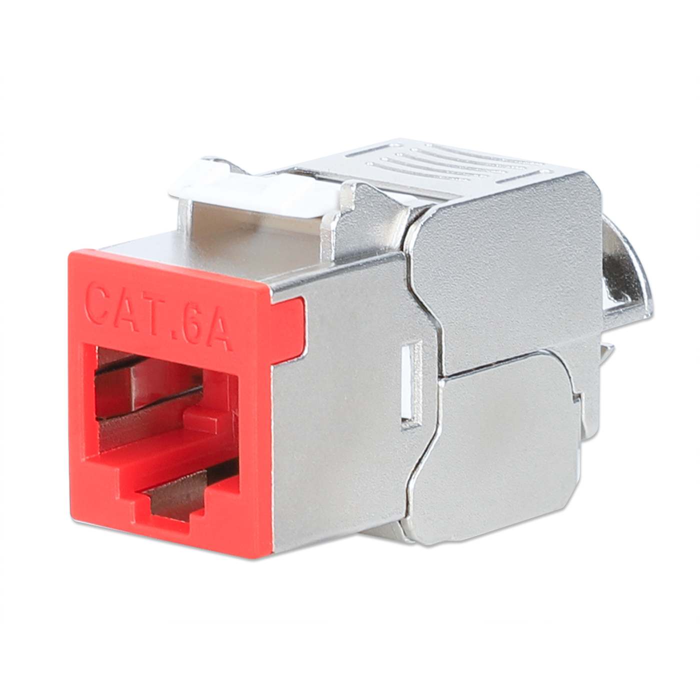 Cat6a 10G Shielded Toolless Slim Keystone Jack, Red Image 1