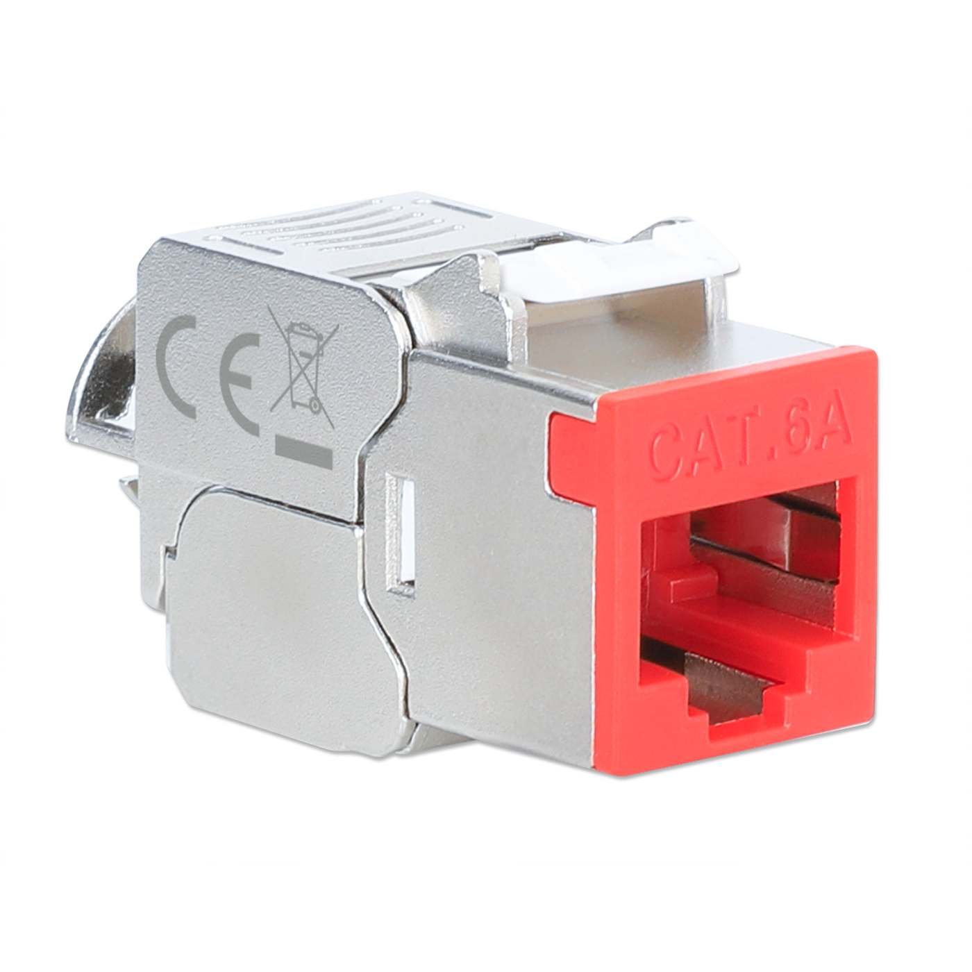 Cat6a 10G Shielded Toolless Slim Keystone Jack, Red Image 2