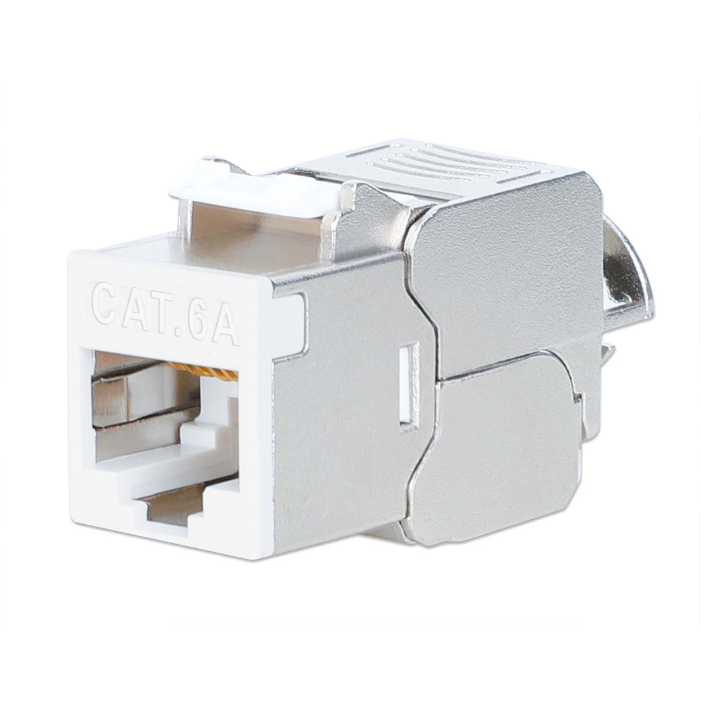 Cat6a 10G Shielded Toolless Slim Keystone Jack, White Image 1