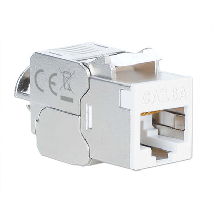 Cat6a 10G Shielded Toolless Slim Keystone Jack, White Image 2