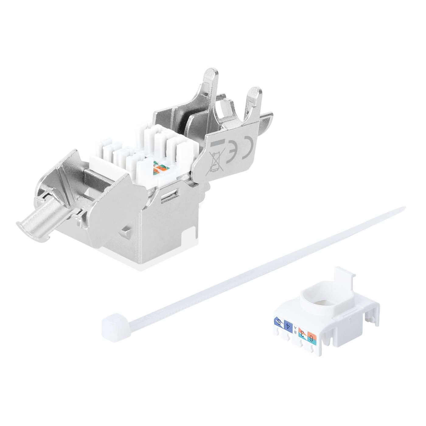 Cat6a 10G Shielded Toolless Slim Keystone Jack, White Image 6