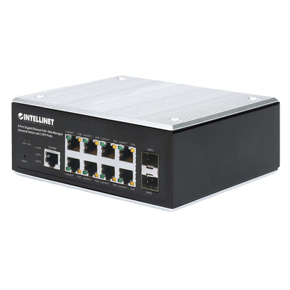 Industrial 8-Port Gigabit Ethernet PoE+ Layer 2+ Web-Managed Switch with 2 SFP Ports Image 1