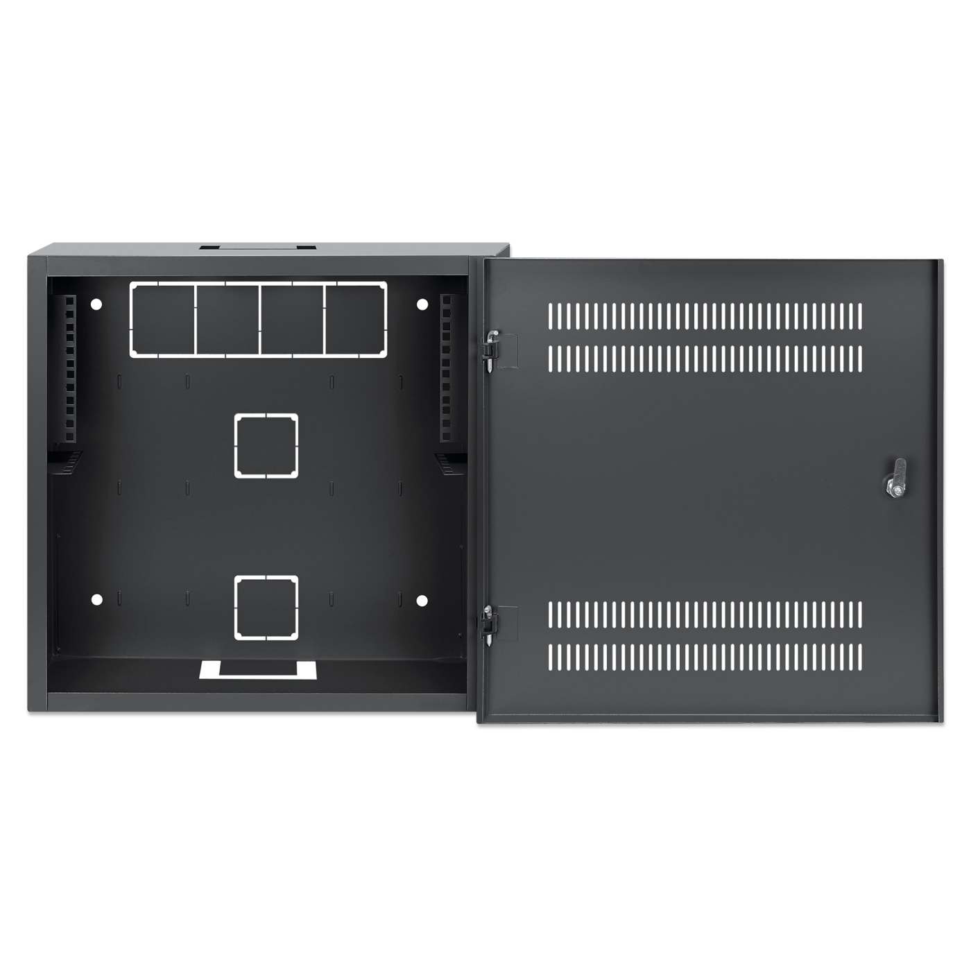 Low-Profile 19" Wall Mount Network Cabinet with 4U Horizontal and 2U Vertical Rails, Black Image 5