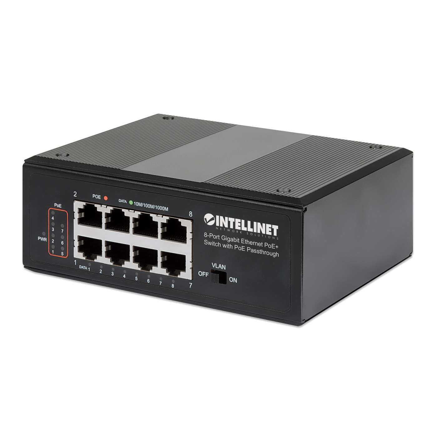 PoE-Powered 8-Port Gigabit Ethernet PoE+ Industrial Switch with PoE Passthrough Image 3
