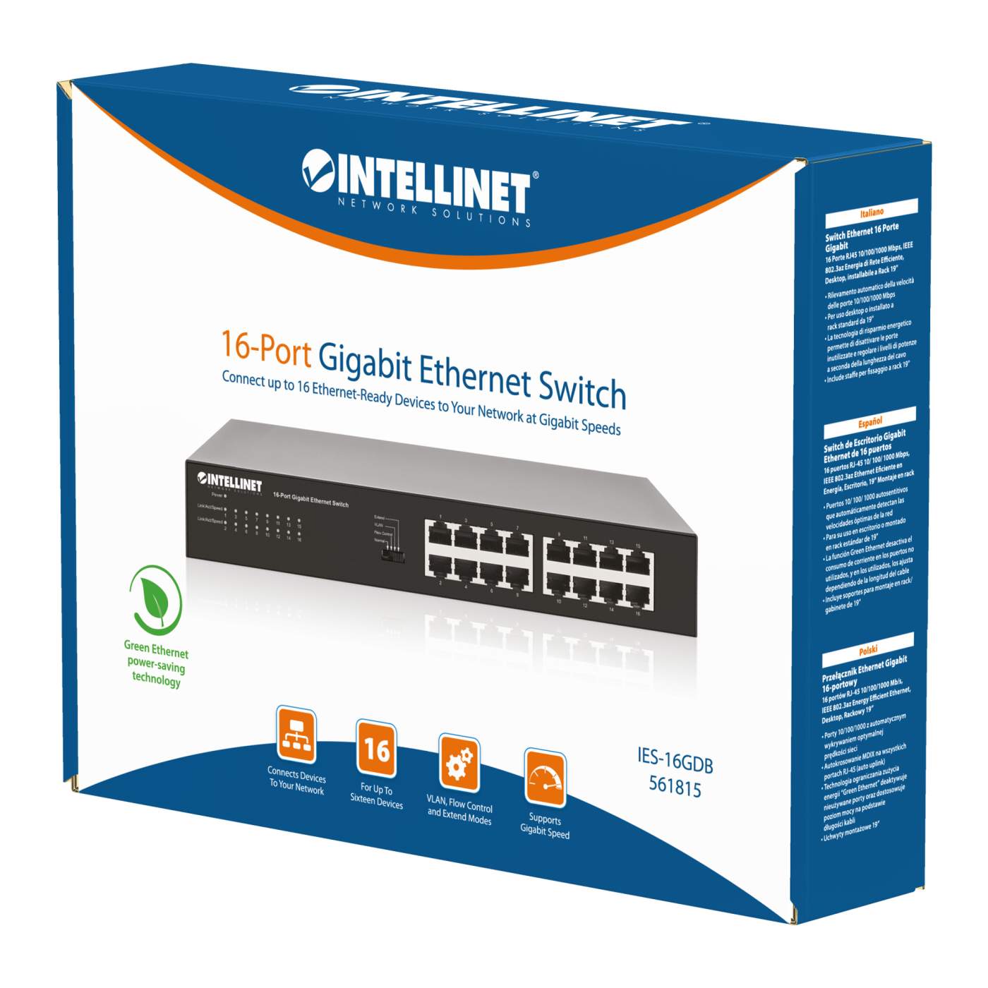 Intellinet 16-Port Gigabit Ethernet Switch (561815) – Intellinet