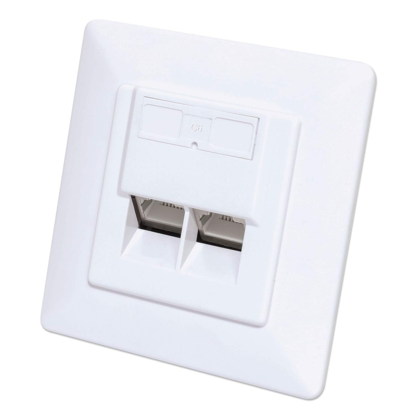 2-Port Cat6 10G Shielded RJ45 Wall Plate Image 1