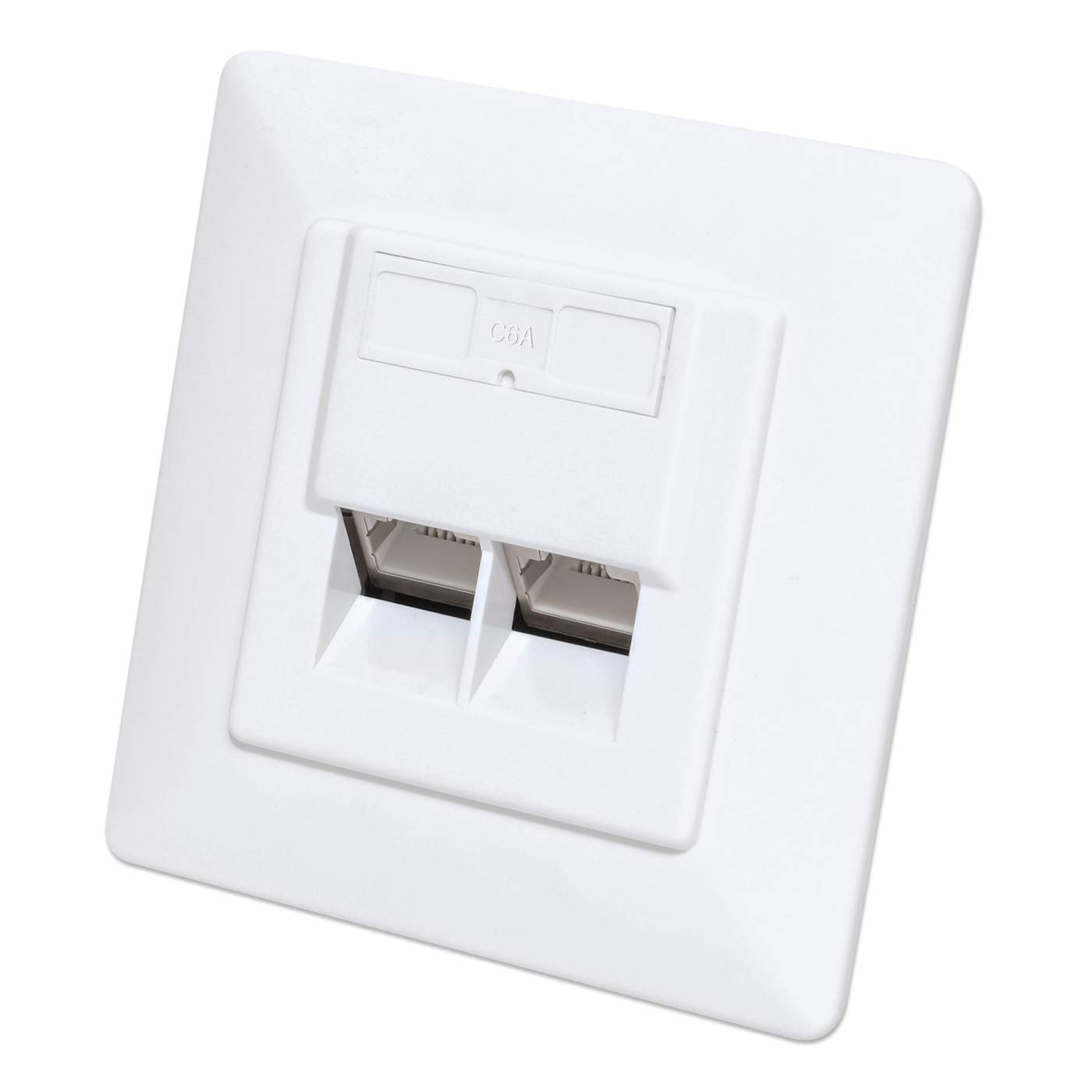 2-Port Cat6a 10G Shielded RJ45 Wall Plate Image 1