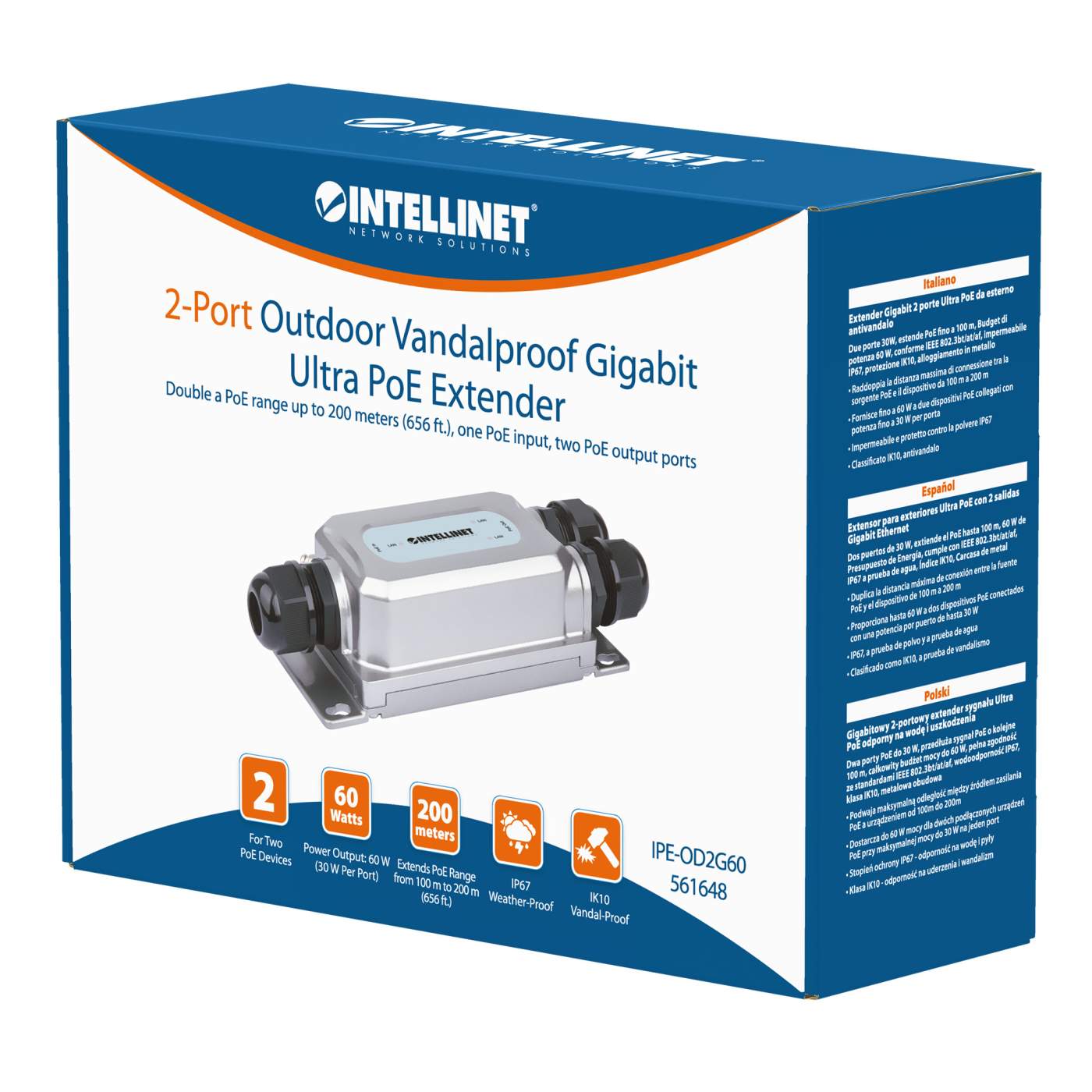2-Port Outdoor Vandalproof Gigabit PoE++ Extender Packaging Image 2