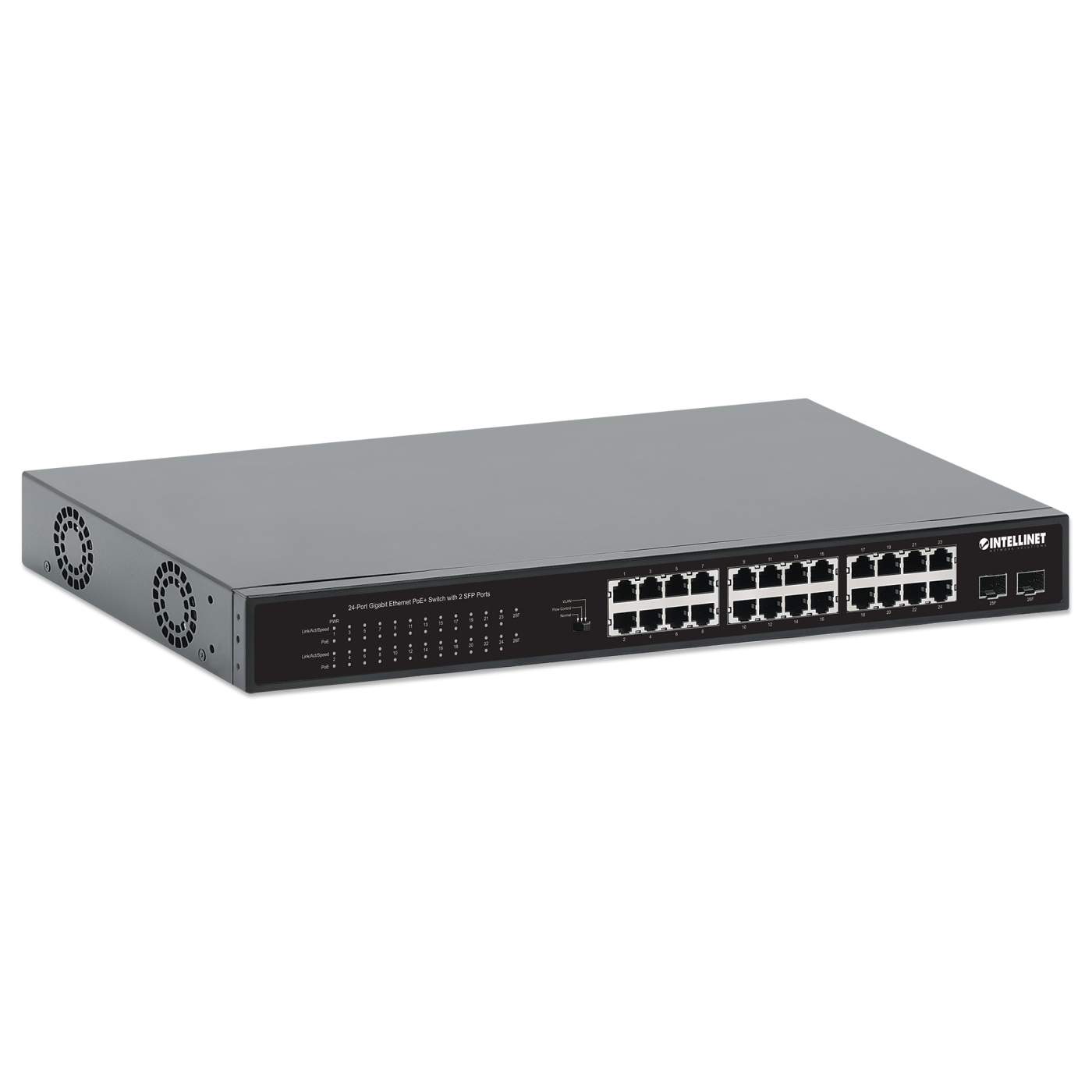 24-Port Gigabit Ethernet PoE+ Switch with 2 SFP Ports Image 3