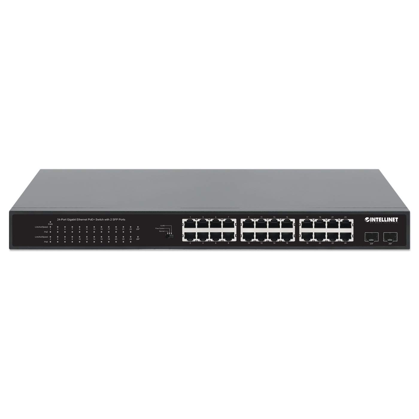 24-Port Gigabit Ethernet PoE+ Switch with 2 SFP Ports Image 4