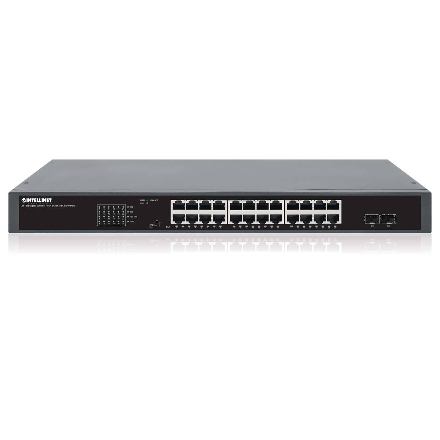 24-Port Gigabit Ethernet PoE+ Switch with 2 SFP Ports Image 6