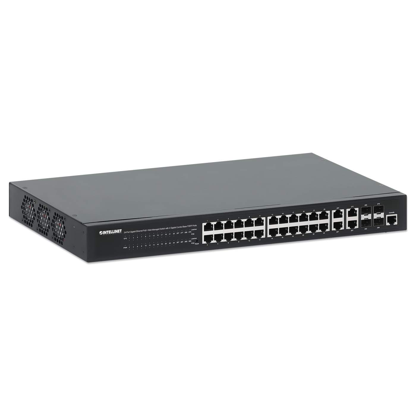 24-Port Gigabit Ethernet PoE+ Web-Managed Switch with 4 Gigabit Combo Base-T/SFP Ports Image 3