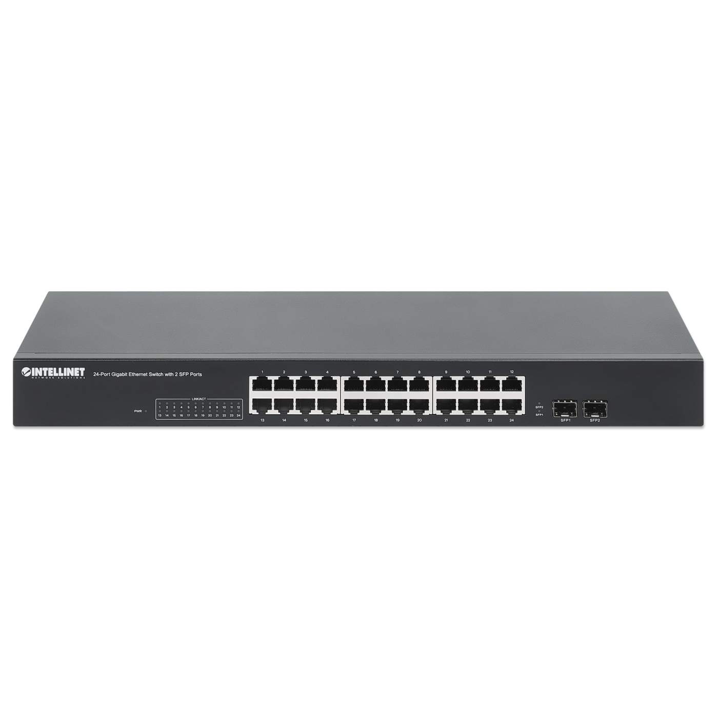 Intellinet 24-Port GbE Switch w/ 2 SFP Ports (561877) – Intellinet