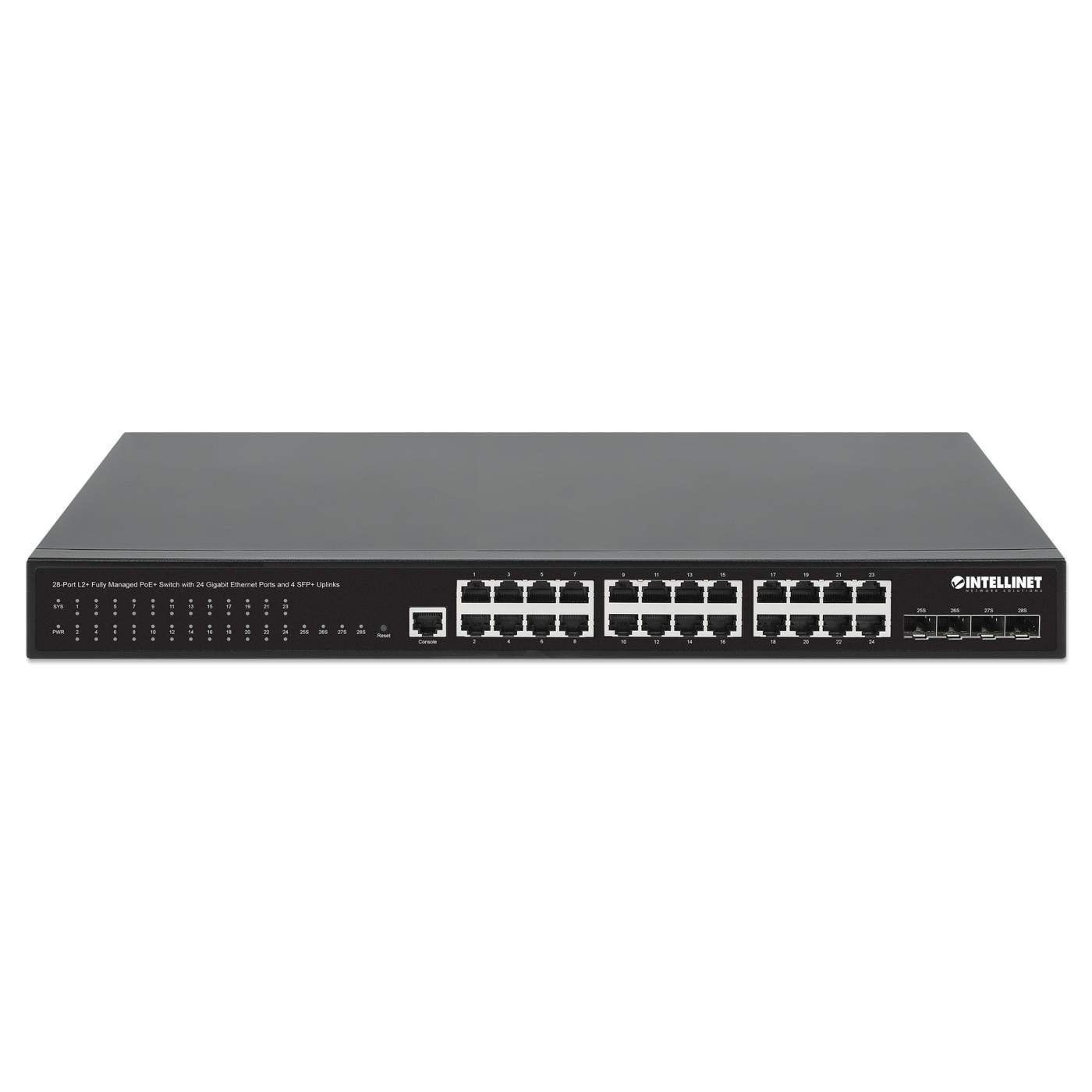 28-Port L2+ Fully Managed PoE+ Switch with 24 Gigabit Ethernet Ports and 4 SFP+ Uplinks Image 4