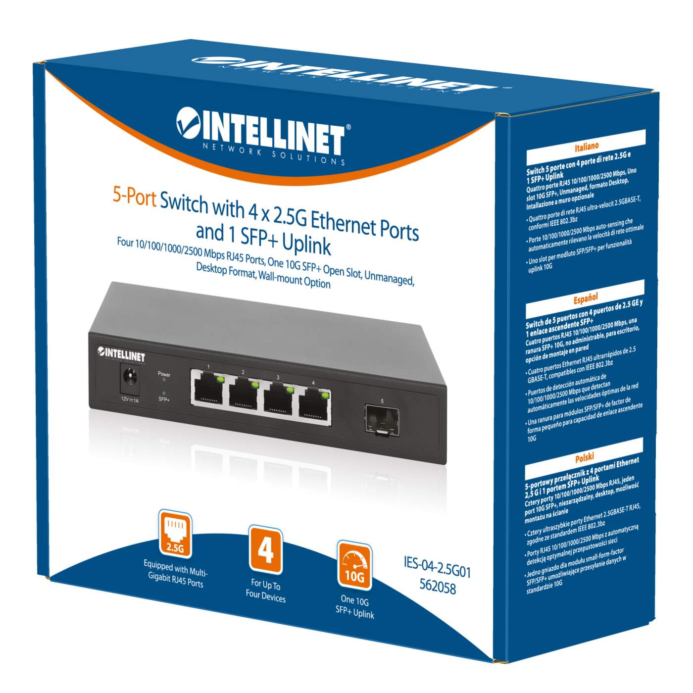 5-Port Switch with 4 x 2.5G Ethernet Ports and 1 SFP+ Uplink Packaging Image 2