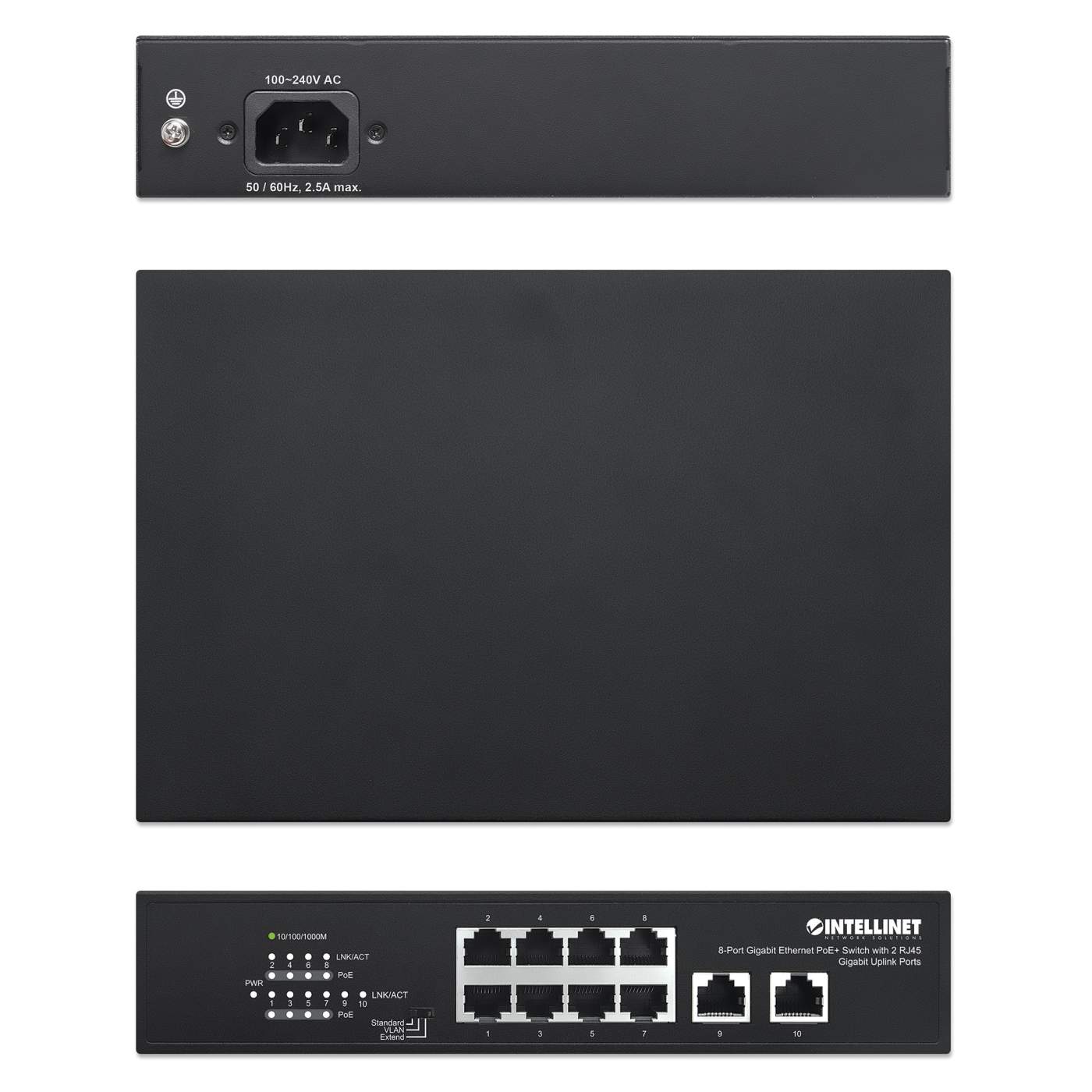 8-Port Gigabit Ethernet PoE+ Switch with 2 RJ45 Gigabit Uplink Ports Image 6