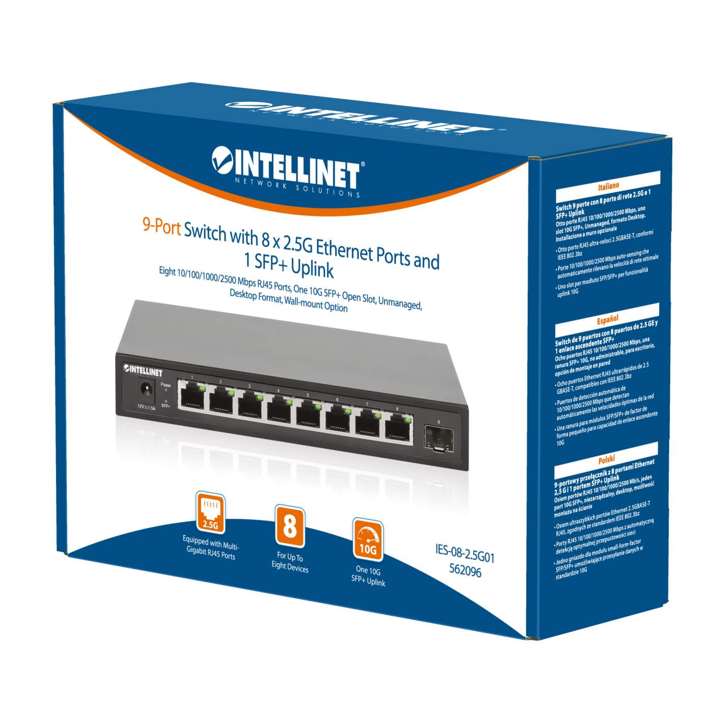 9-Port Switch with 8 x 2.5G Ethernet Ports and 1 SFP+ Uplink Packaging Image 2