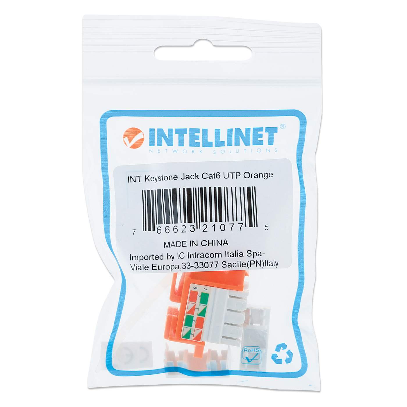Intellinet Cat6 Punch-Down Keystone Jack, Orange (210775) – Intellinet ...