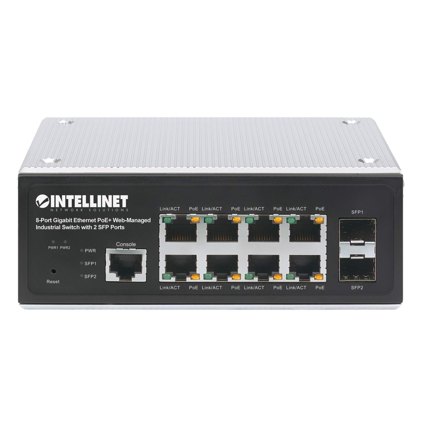 Industrial 8-Port Gigabit Ethernet PoE+ Layer 2+ Web-Managed Switch with 2 SFP Ports Image 4