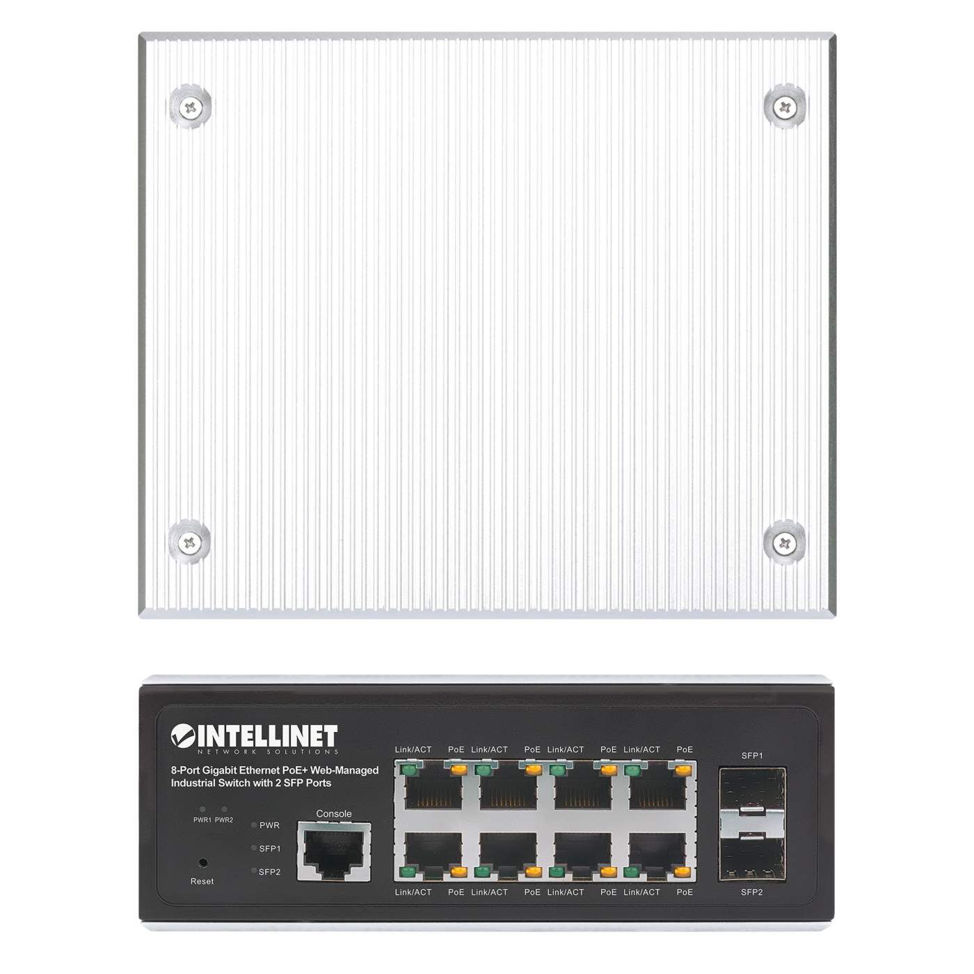 Industrial 8 Port Gigabit PoE Switch - 4 x PoE+ 30W - Power Over Ethernet -  Hardened GbE Layer/L2 Managed Switch - Rugged High Power Gigabit Network