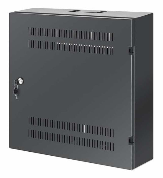 Low-Profile 19" Wall Mount Cabinet with 4U Horizontal and 2U Vertical Rails Image 1