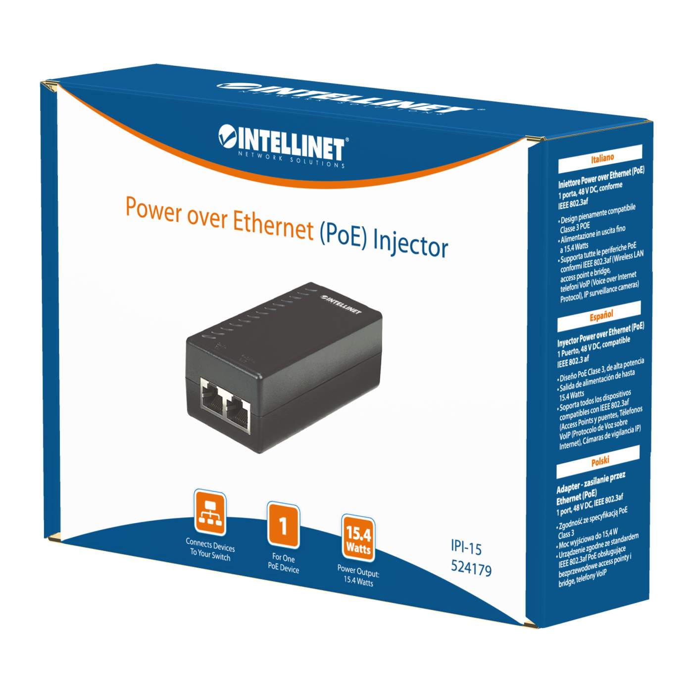 Injection Poe Intellinet Power over Ethernet (PoE) Injector (524179) – Intellinet Europe